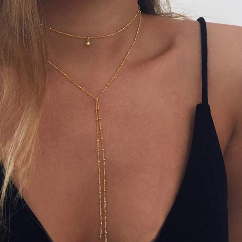 Long Beads Tassel Chocker Necklaces