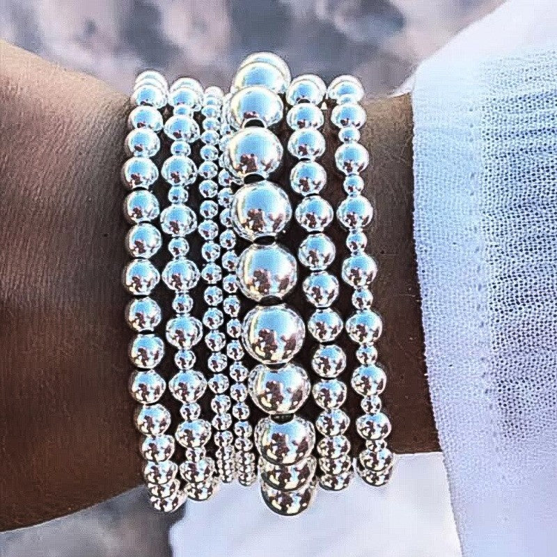 Metallic round beads layer bracelet