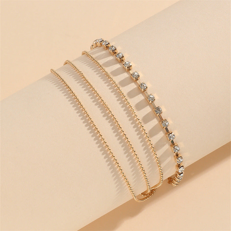 Multi Layered Crystal Beaded Tennis Chain Anklets Jewelry
