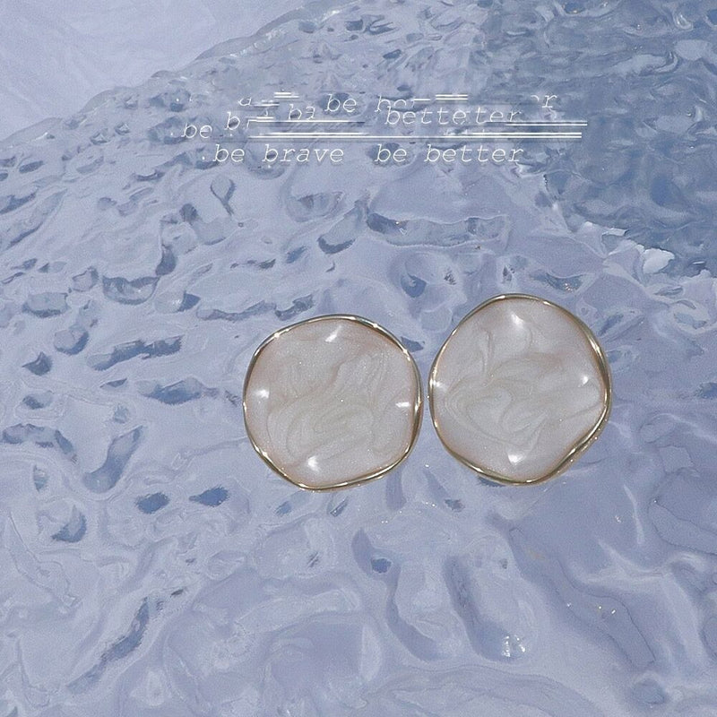 Enamel Green Round Glazed Earrings