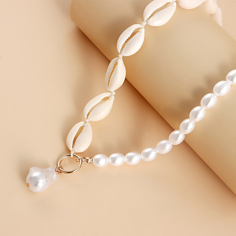 Fashion Pearl Pendant Chain Necklace Charm Faux Jewelry