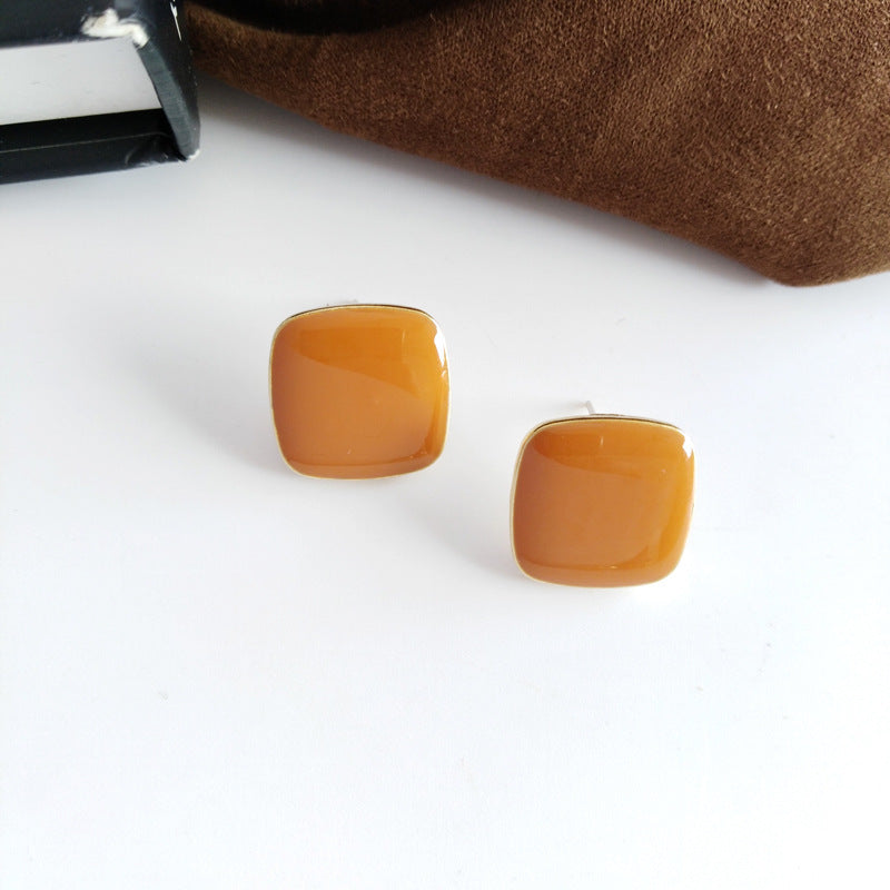 Geometric Enamel square Earrings