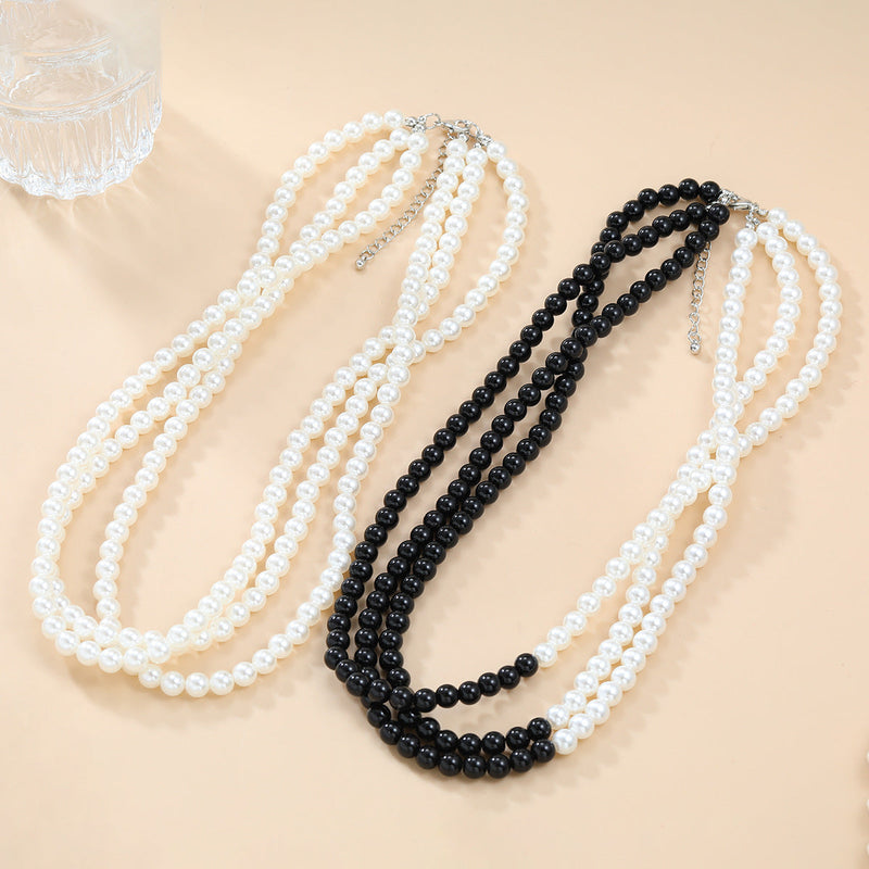 Multi Layered Pearl Necklace Elegant Banquet Bride