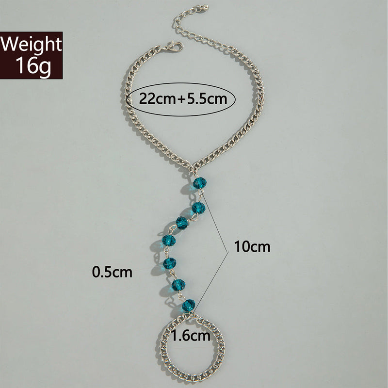 Shiny Crystal Bead Toe Ring Bracelet Anklet Jewelry