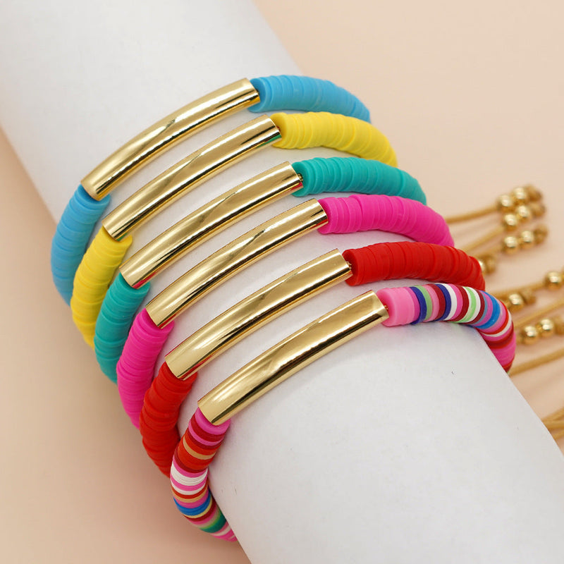 Polymer Clay Beads Bracelet Stretch Rope