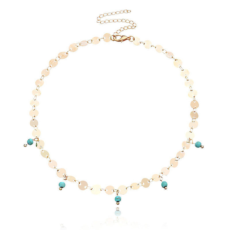 Sequins Dosc turquoise necklace