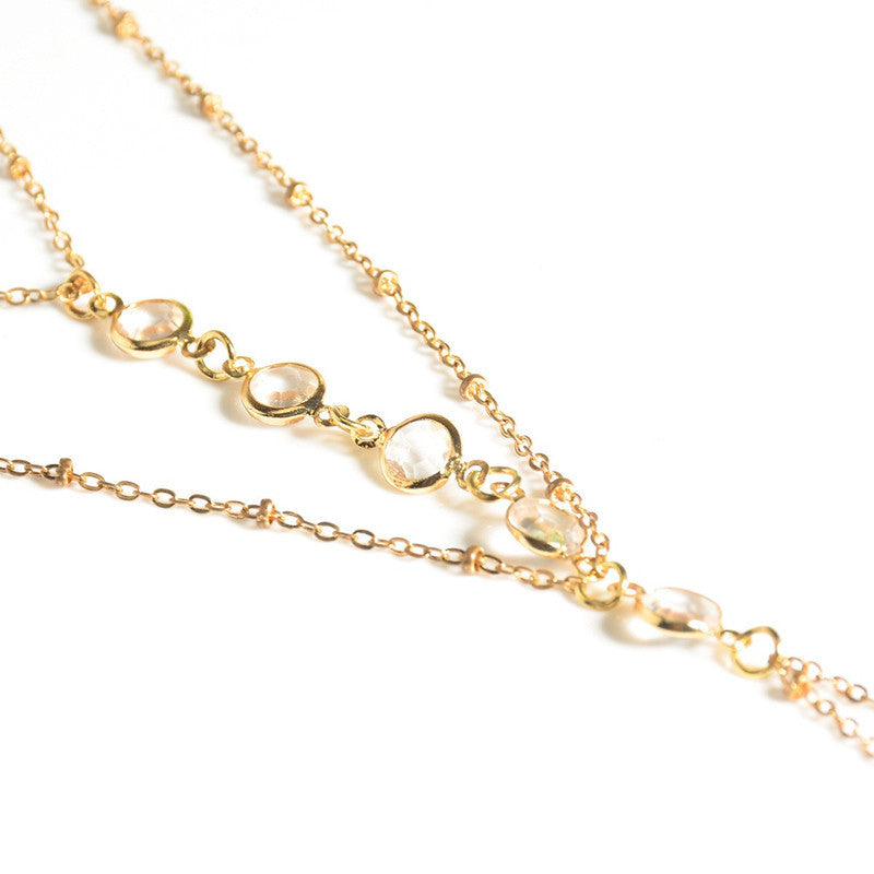Crystal Charm Toe Multilayer Tassel Ankle Chain