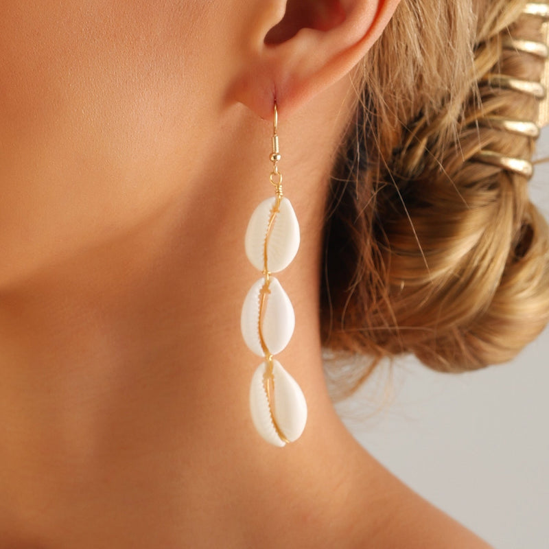 Summer Beach Holiday Natural White Shell Earrings