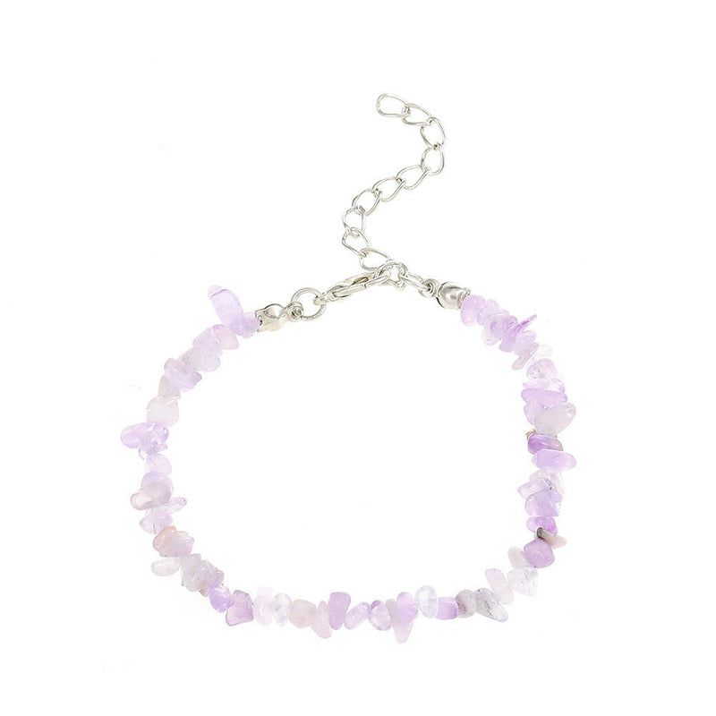 Natural Stone Amethyst Green Aventurine Tiger Eyes Gravel Bracelet