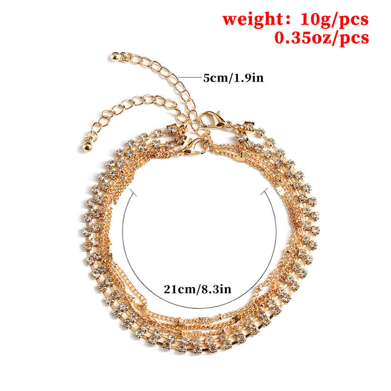Beaded Anklets Rhinestone Crystal Ankle Bracelets
