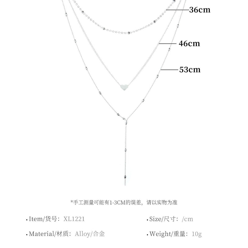 Women Necklaces Pendants 3 Multi Layer Heart Tassel Charm