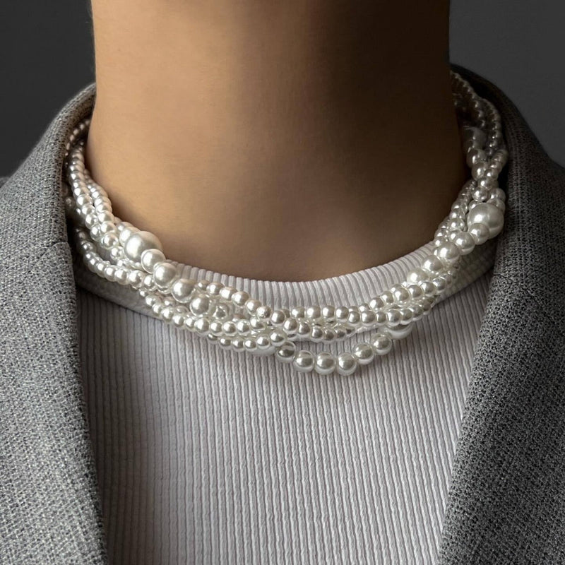 Multi Layer Baroque Necklace Pearl Chain Retro Fashion Accessories