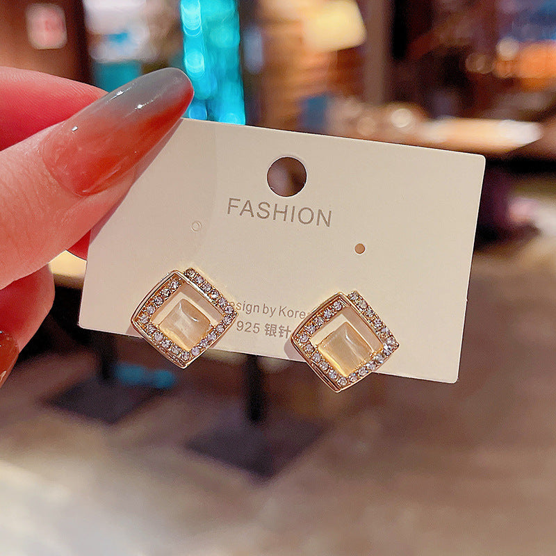 Opal Earrings Geometric Square