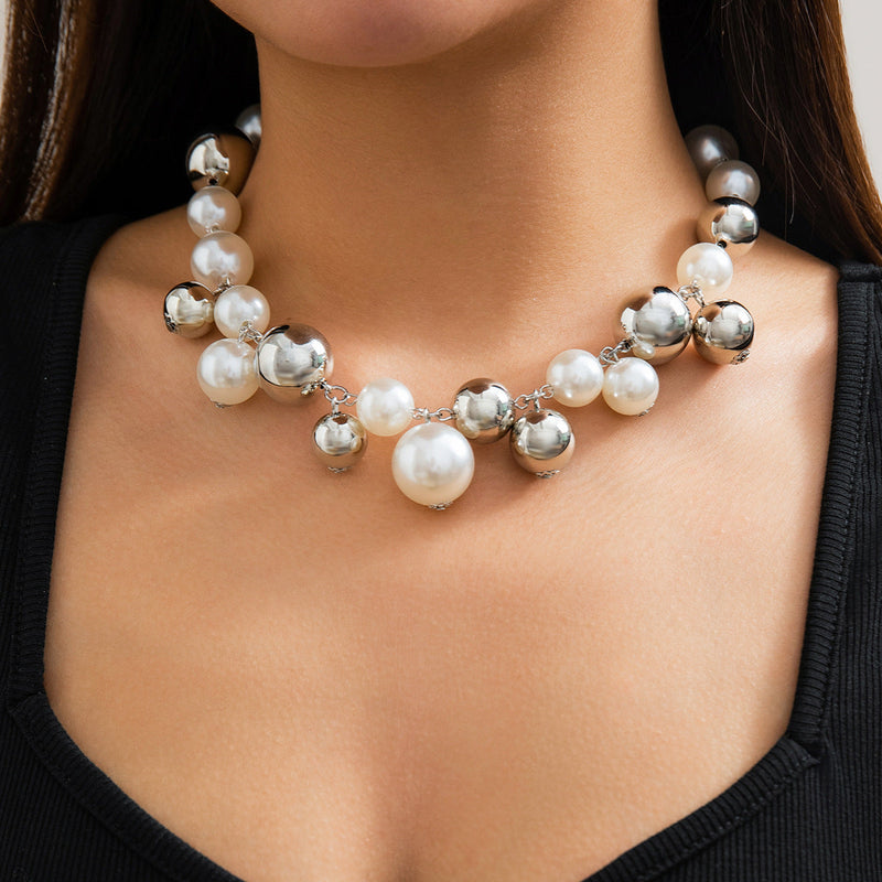 Chunky Choker Necklace Pearl Statement Necklace