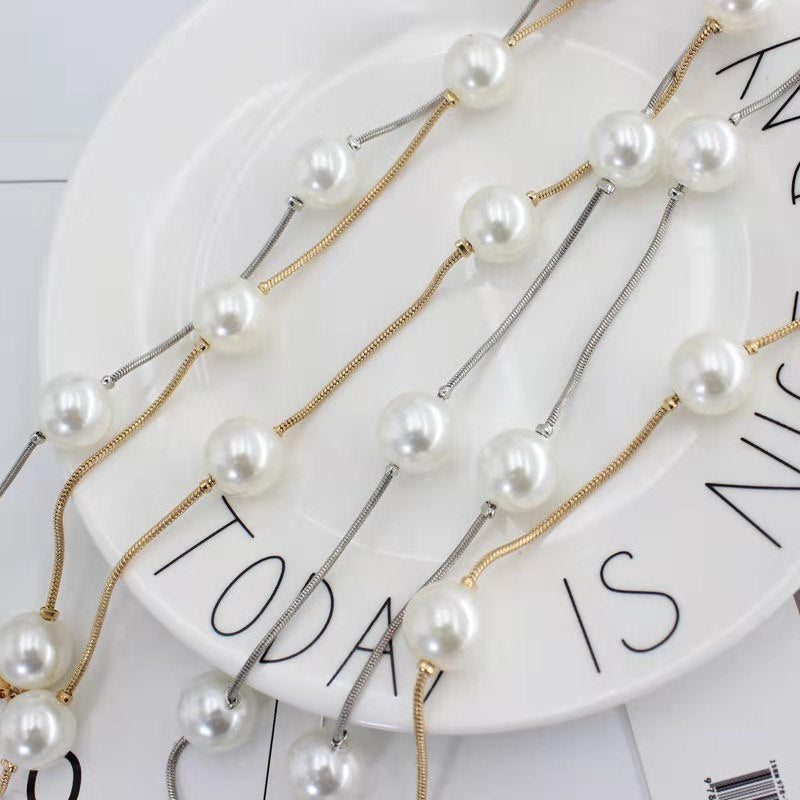 Fashion Pearl Decorative Metal Waist Chain Waist Belt for Dress