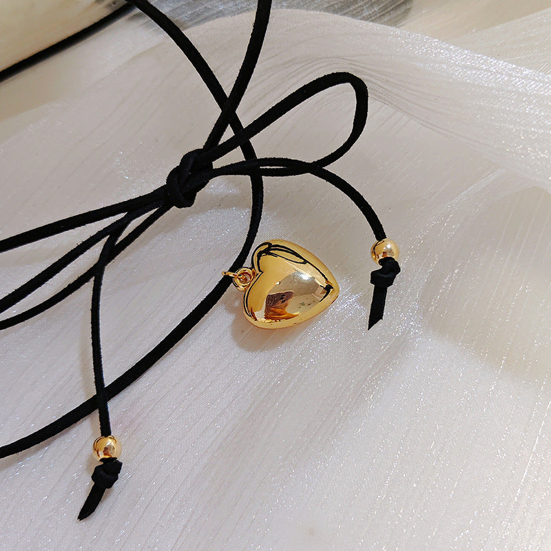 Goth Love Heart Pendant Necklace for Women