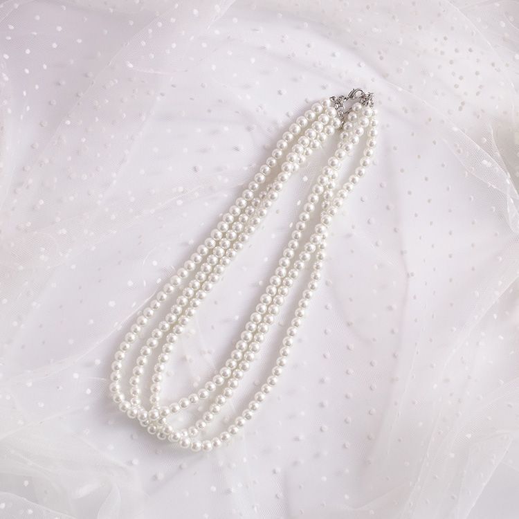 Retro Multilayered Glass Pearl Necklace