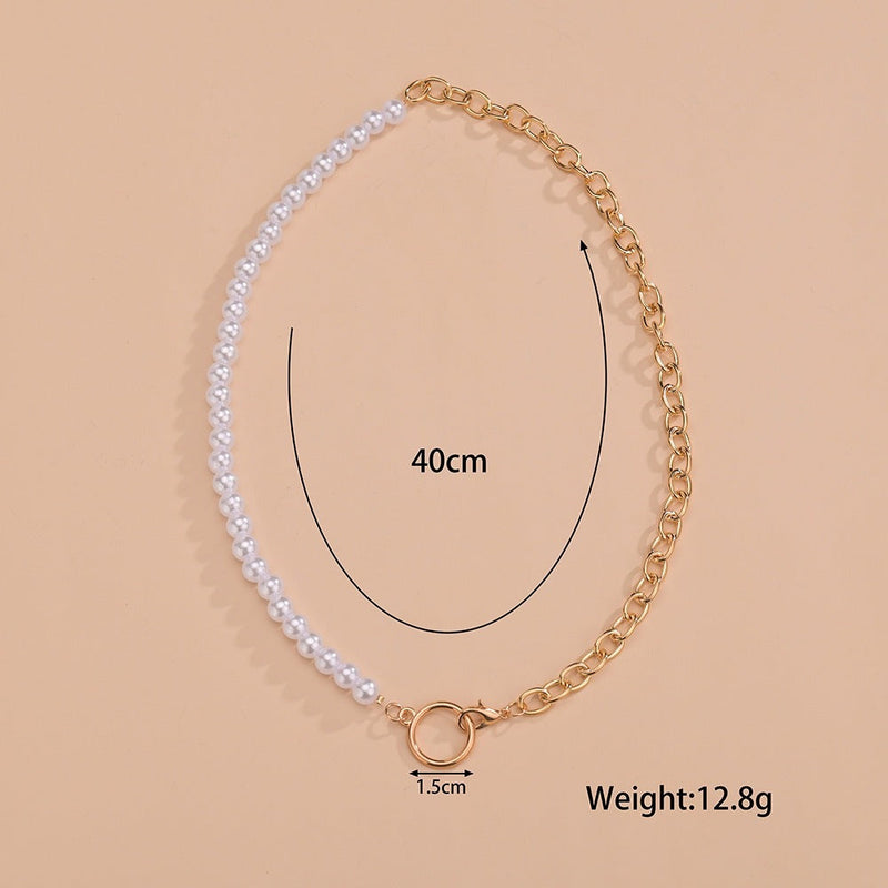 Baroque Pearl Half Pearl Half Chain Necklace