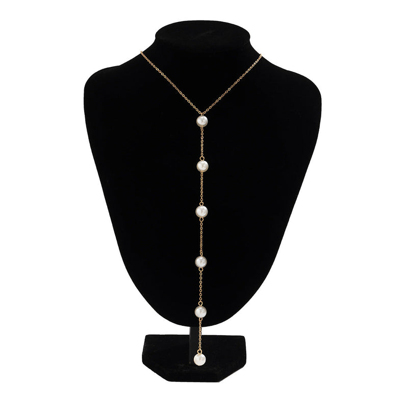 Long Link Tassels Imitated Pearl Necklace