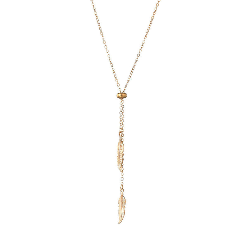 Sexy Square Long Tassel Leaf Pendant Necklace