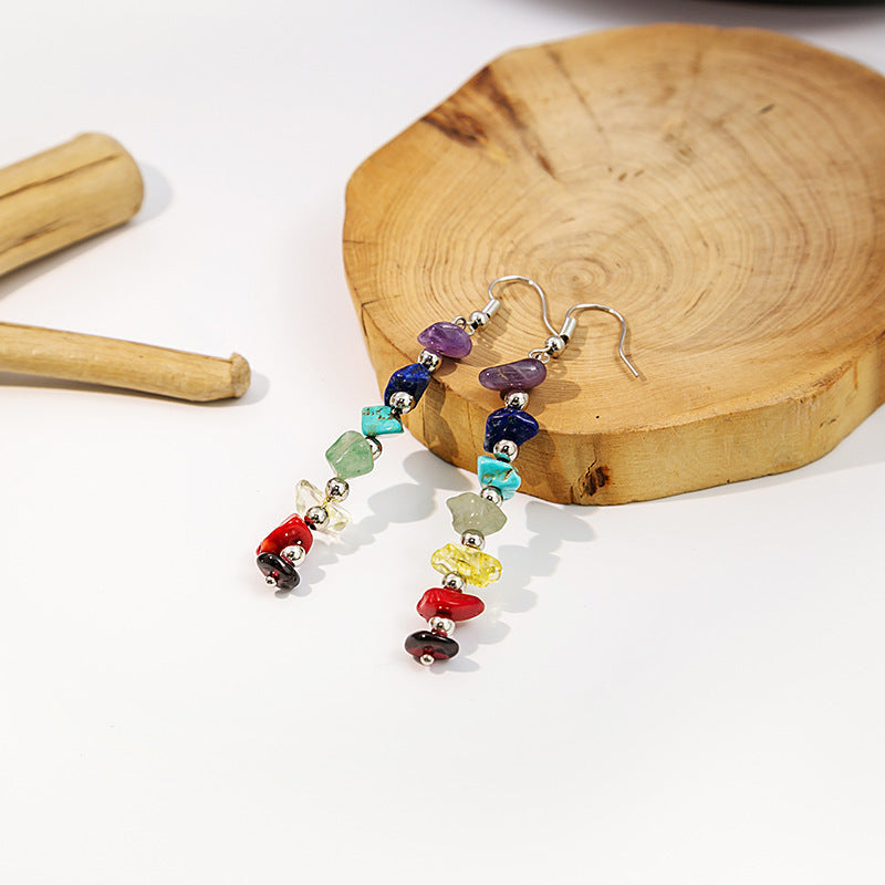Colorful Irregular Natural Stone Earring