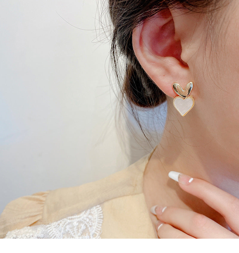 Small Double Heart Stud Earrings