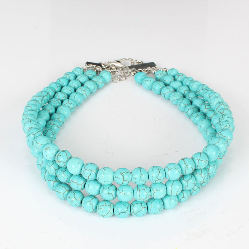 Multi-Layered Turquoise Stone Choker Necklaces