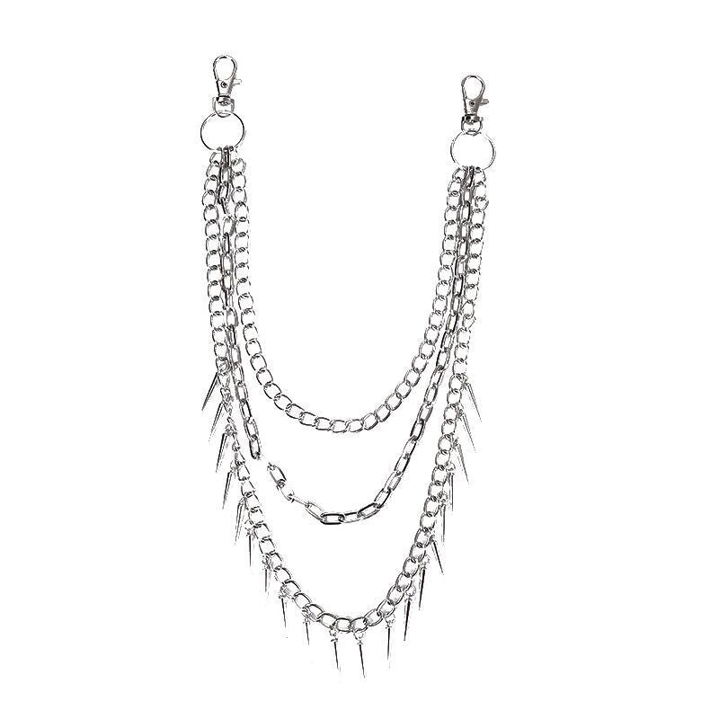 Punk Metal Rivets Pants Chain Multi-layer Waist Chain