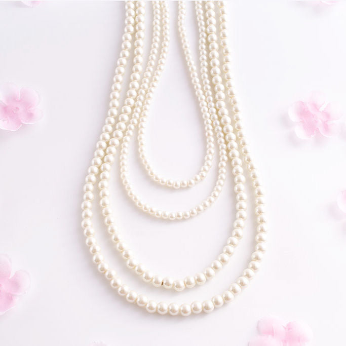 Retro Choker Necklace Multi-Layered Baroque Beaded Imitation Pearl