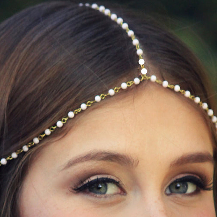 Bohemian Pearl Fashion Bridal Hair Chain