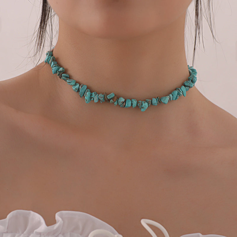 Bohemian Natural Stone Beaded Choker Necklace
