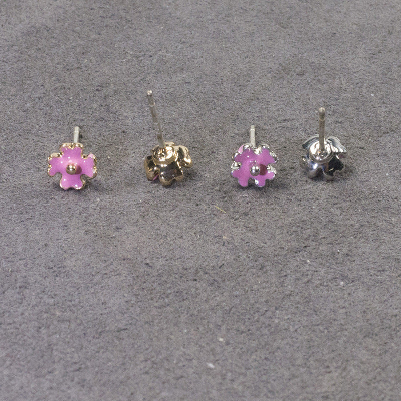 Flower petal pearl stud earrings set