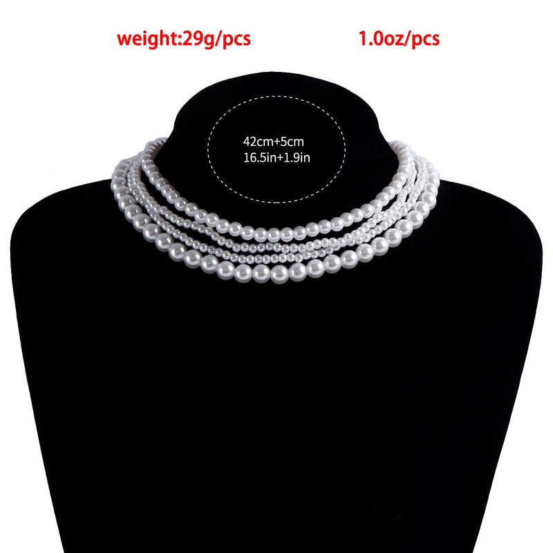 Fashion Jewelry Multilayer Pearl Choker Necklace
