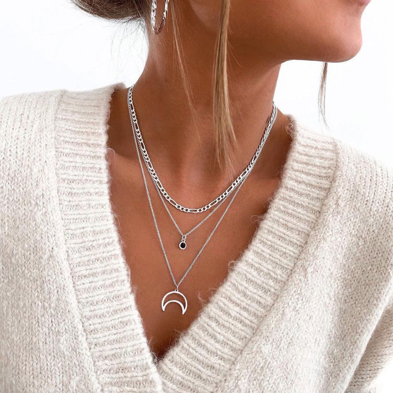 Vintage Star Moon Multi Layer Long Pendant Choker Necklaces