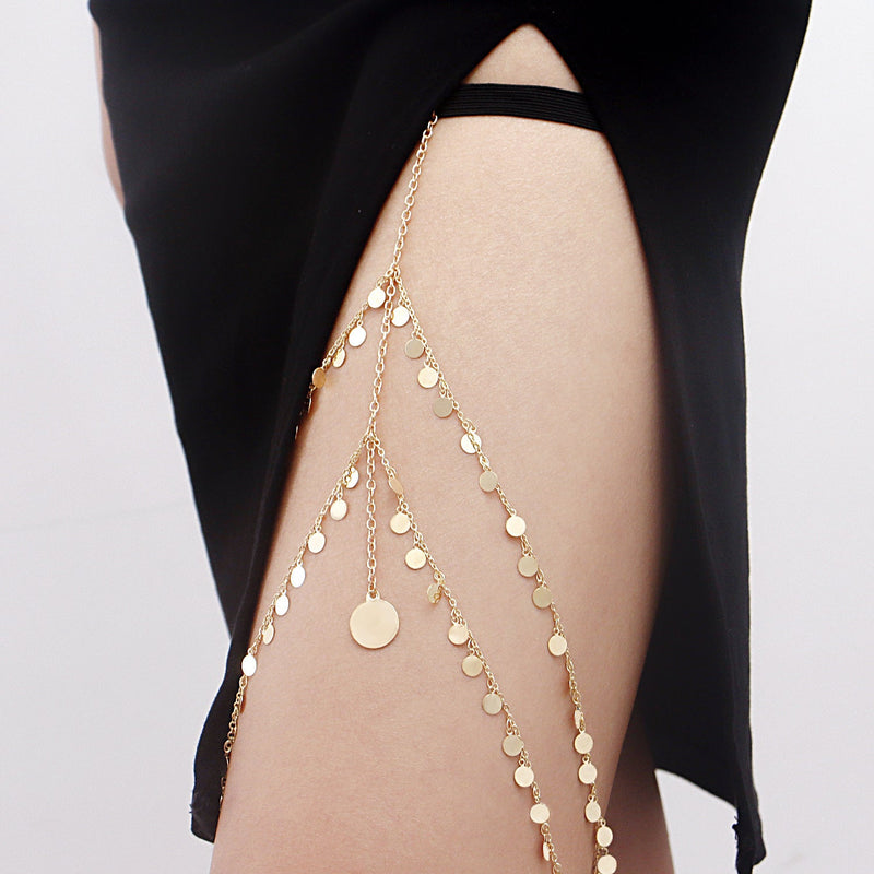 Double Layer Disc Chains Elastic Bandage Thigh Chain