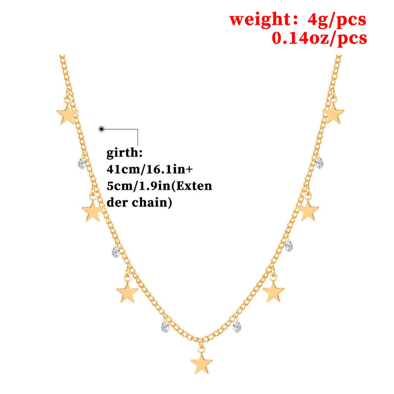 Multi Star Stone Charms Jewelry Necklace
