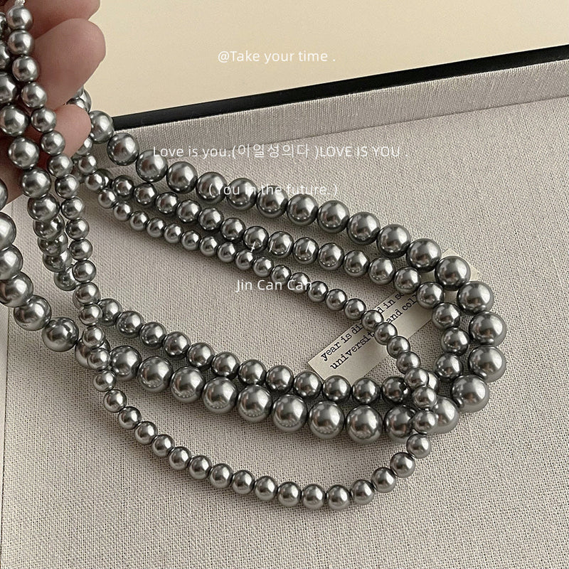 Gray Pearl Necklace Wedding Pearl Necklace for Brides