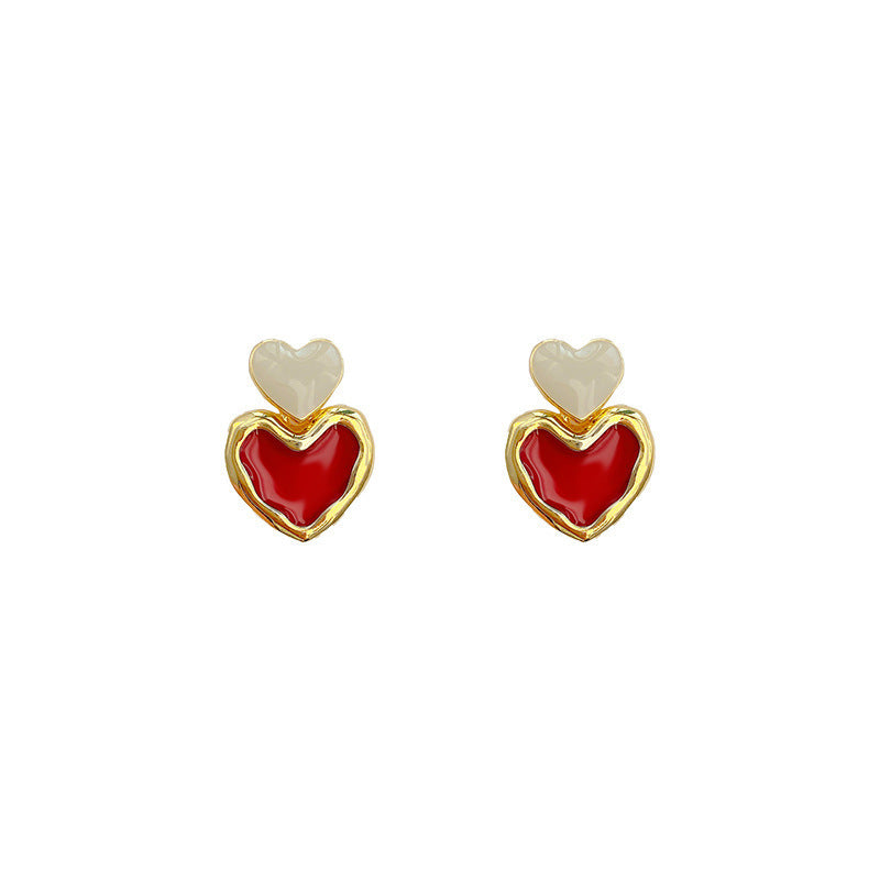 Small Cute Double Heart Stud Earrings