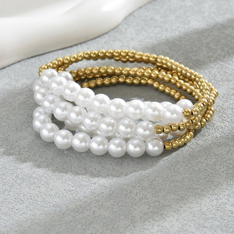 Pearl Stretch beaded Bracelet Set