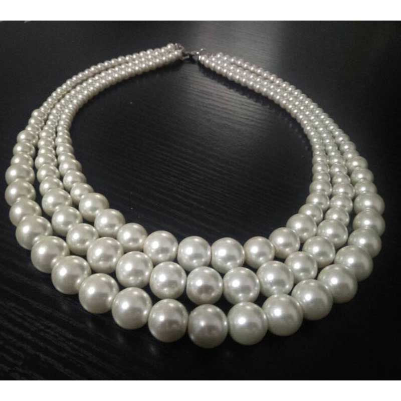 Vintage Multi Layered Faux Pearl Necklace Wedding Bride Necklace