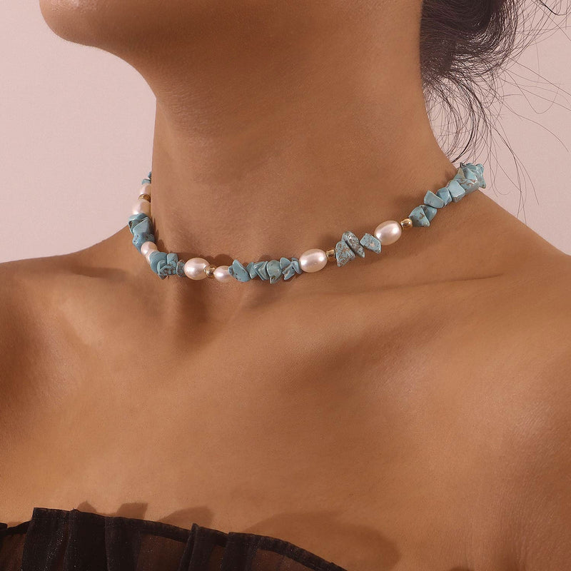 Bohemian Gemstone Irregular Beads Chain Choker Necklace