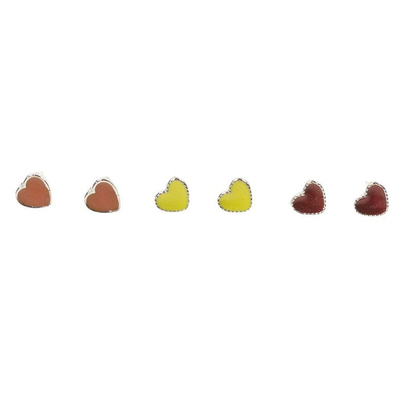 Red Heart Stud Earrings for Women