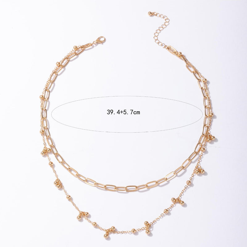 Layer Chain Bead Pendant Necklace