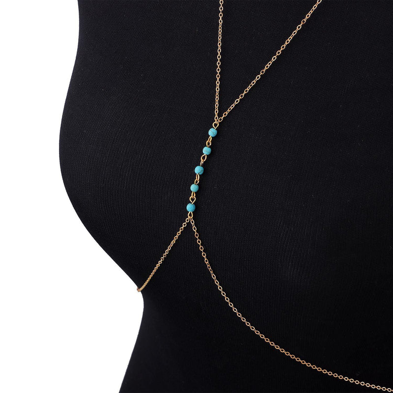 Sexy Turquoise Chest Sexy Body Chain for Woman