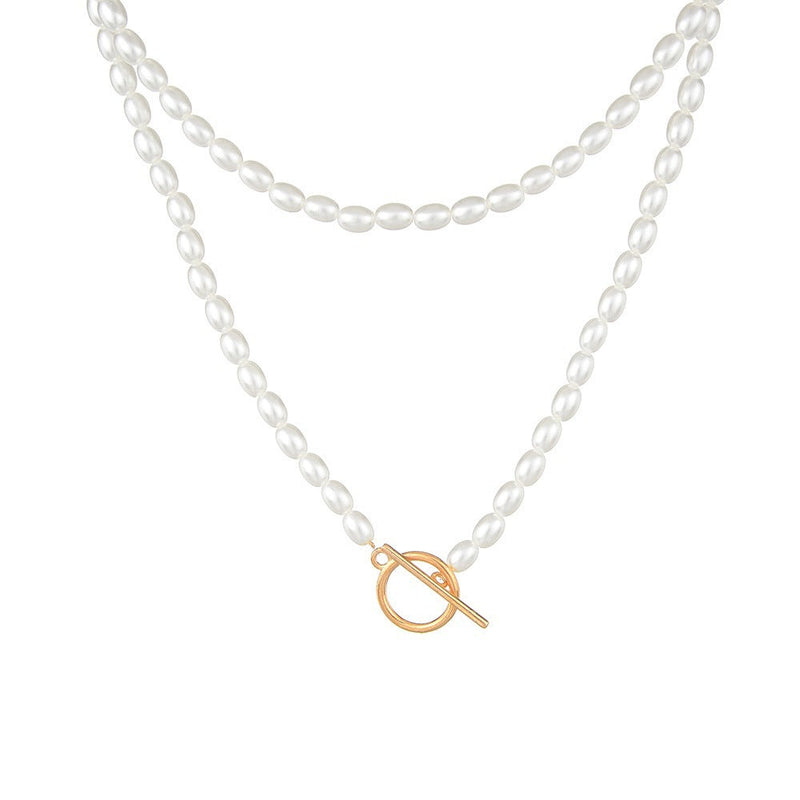 Vintage Women Baroque Pearl Necklace Exaggerated White Faux Choker