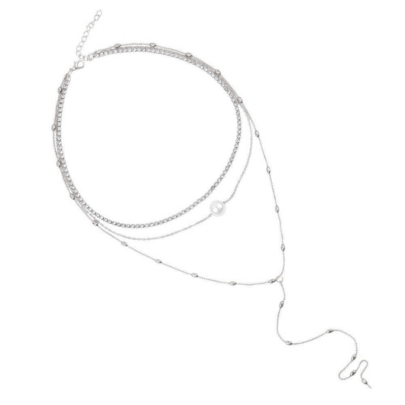 Fashion Long Multilayer Beads Chain Pendant Pearl Necklace for Women