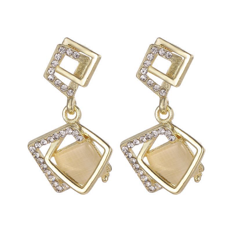 Multilayer square Opal Earrings