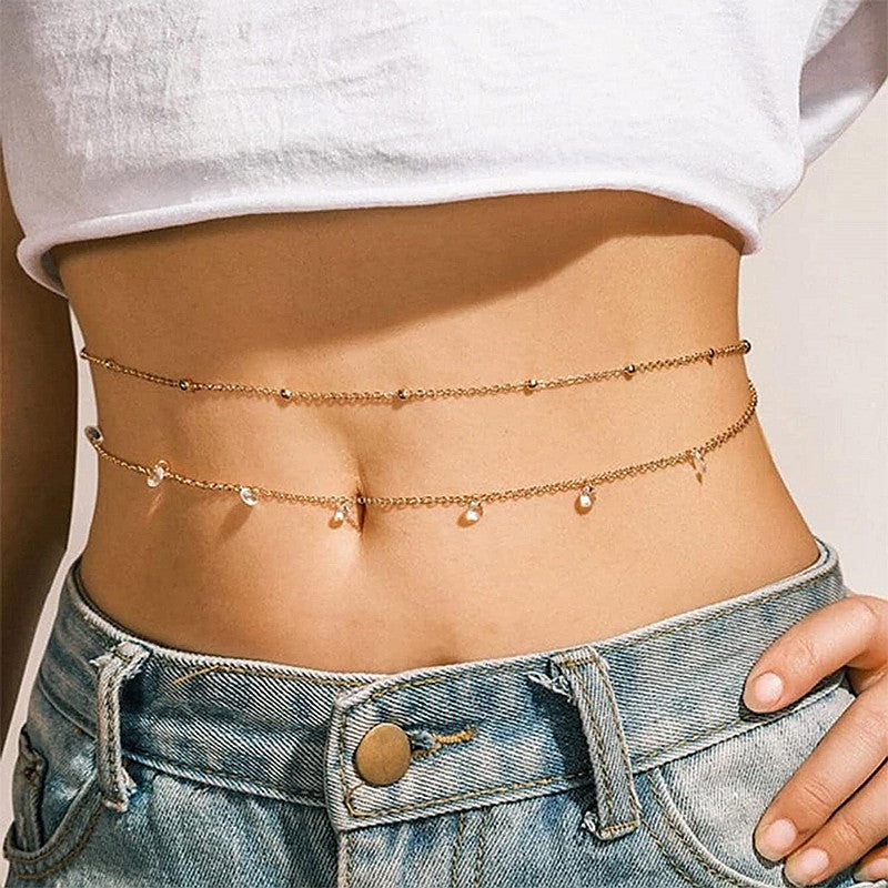 Boho Rhinestone Body Chains Bikini Belly Chain