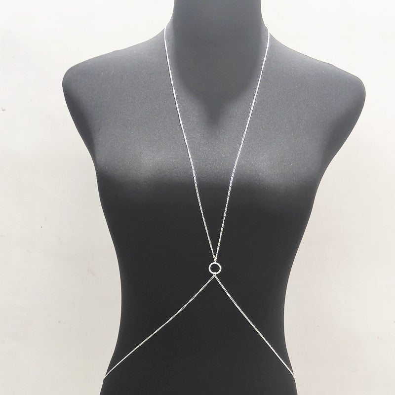 Sexy Beach Bodychain Multi-layered Cross Nightclub Shiny Chestchain