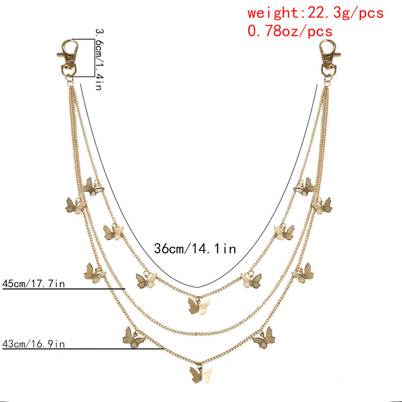 Butterfly Long Tassel Women Belt Body Chains Key Chains